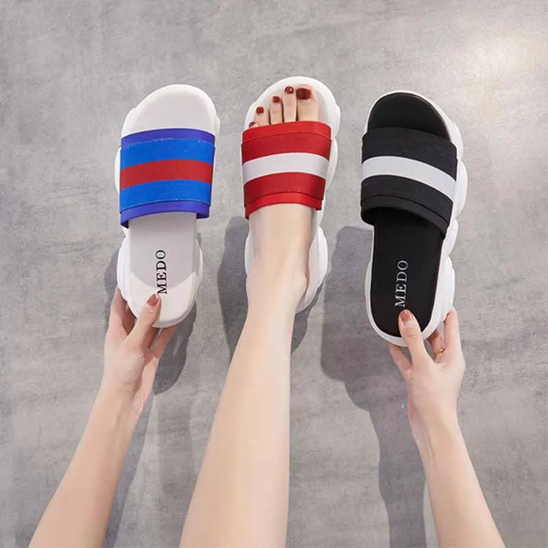

Women's Sandals 2021 Platform Summer Leather chaussure femme Buckle Thick Bottom Letter Beach Sandal zapatillas mujer