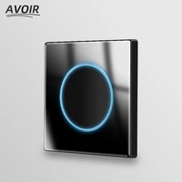 avoir wall light switch with indicator luxury black glass panel push button switches 1 2 3 4gang 1 2 way electrical outlets 220v