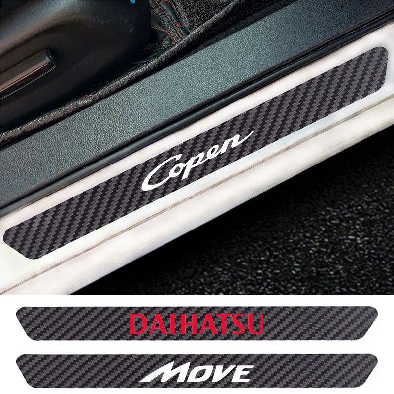 

4PCS Car Door Sill Anti Kick Stickers Carbon Fiber Auto Sticker For Daihatsu Copen Terios Move Cuore Altis Mira Car Accessories