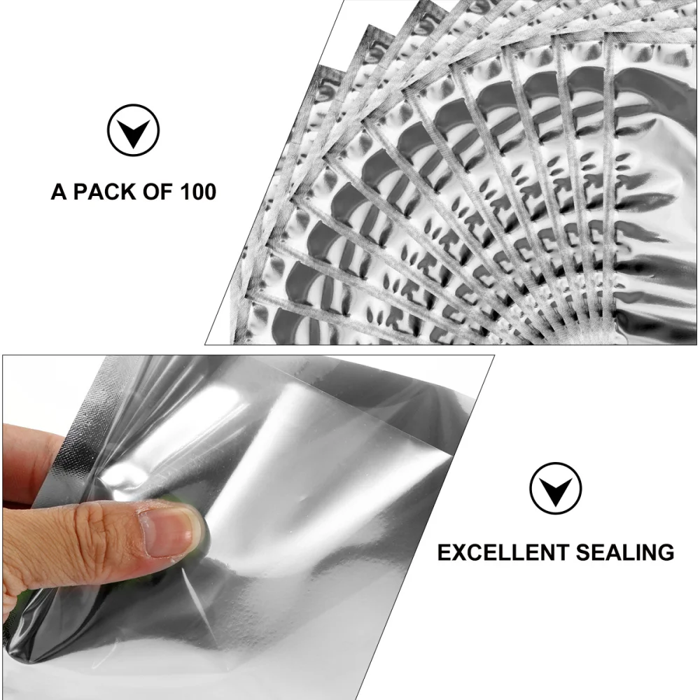 

100pcs Semitransparent Aluminum Foil Bags Practical Home Food Storage Pouches