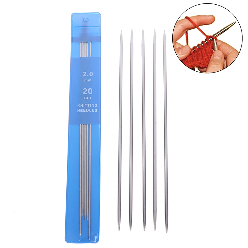 

5Pcs/set 20cm Straight Knitting Needles Stainless Steel Crochet Hook DIY Sweater Weave Knitting Tools Size 2-4mm