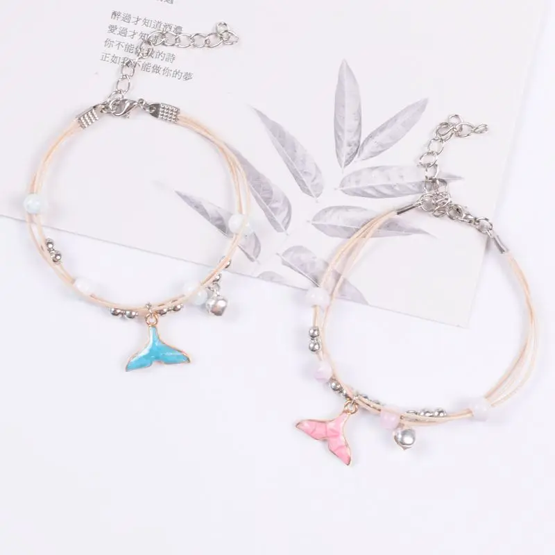 

Cute Girls Bracelet Alloy Ceramics Beads Handmade Multilayers Rope Braided Bangles Fashion Jewelry