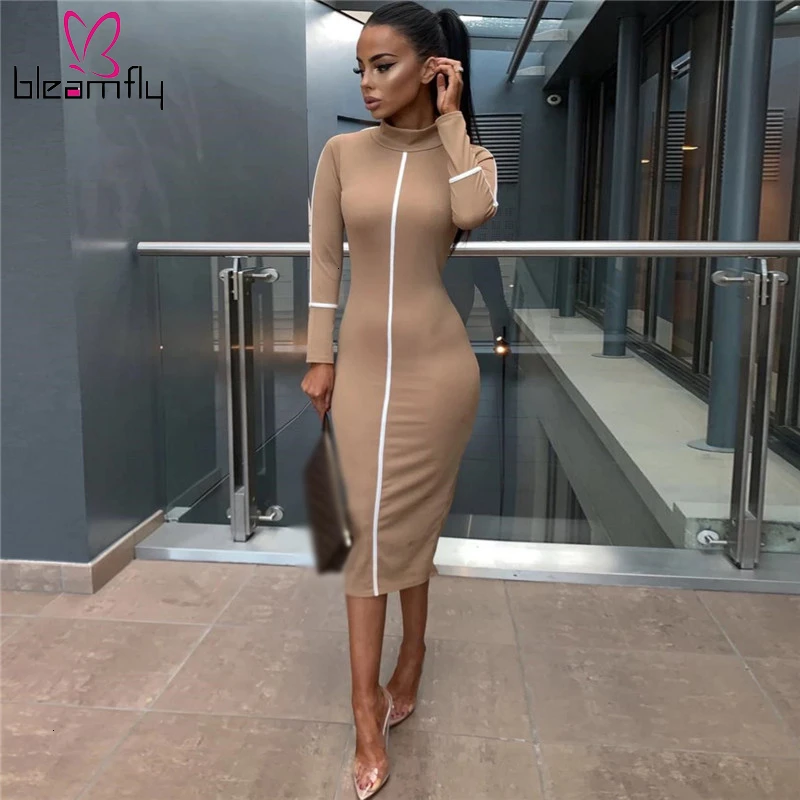 Осень лето женские зимние комбинезоны модные облегающие платья средней длины с