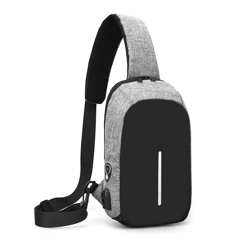 New Fashion Men's Chest Bag Lightweight Wearable With USB Interface Multi-function Outdoor Casual Travel Student Messenger Bag
