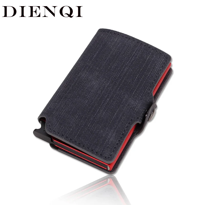 

Ультратонкий мужской бумажник DIENQI, кожаный мини-бумажник с застежкой, держатель для карт с защитой от Rfid, тонкий бумажник