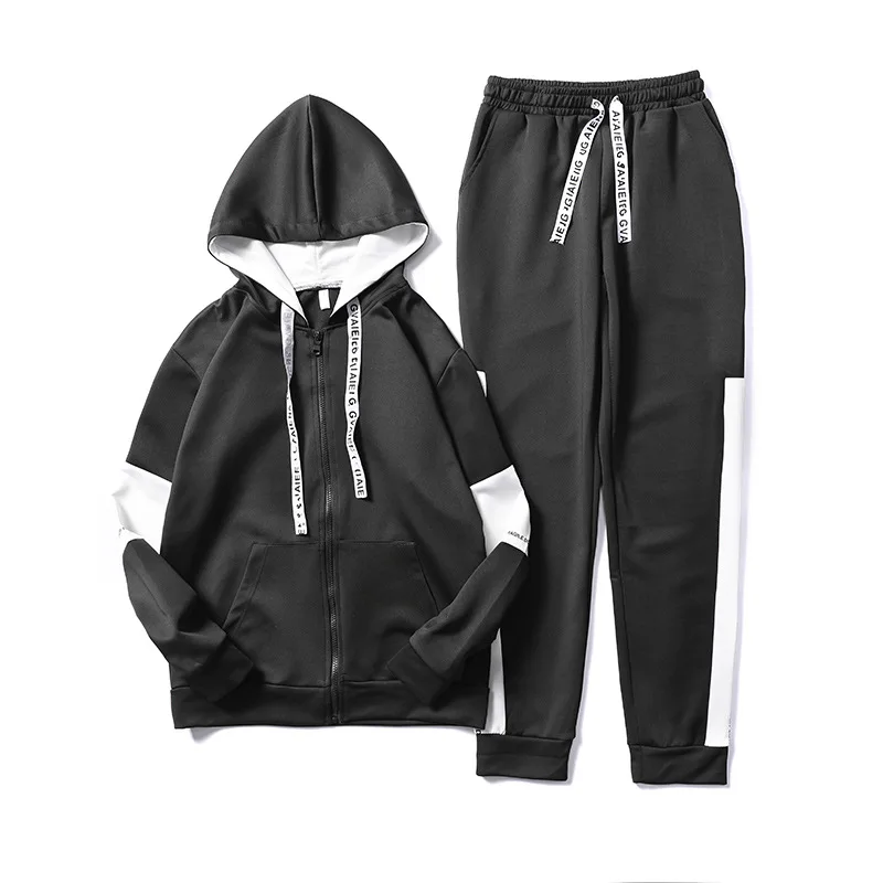 

BONJEAN Two Pieces Clothing Set for Male 2020 Spring Autumn Clothing Hooded Jacket and Pant Set Casual Men's Tracksuit BJ3257