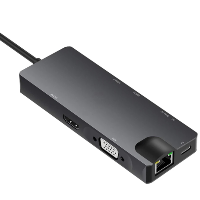 

USB C Hub, 8-In-1 USB C Adapter with 4K USB C to VGA, USB C Charging, Gigabit Ethernet, for Pro (Thunderbolt 3)