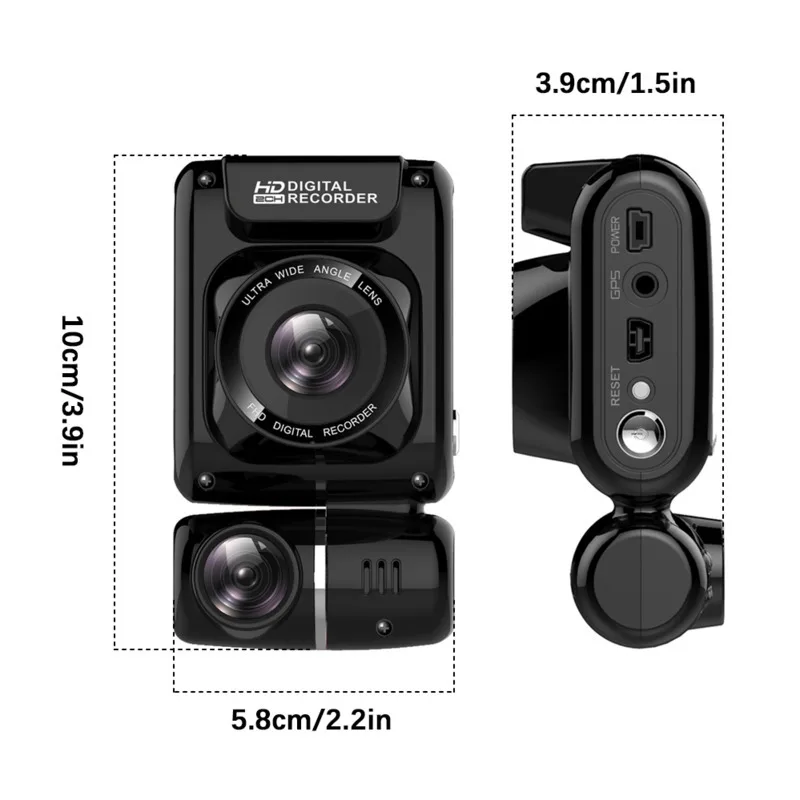 E300 Автомобильная DVR камера Dashcam ADAS с двумя объективами GPS видео регистратор