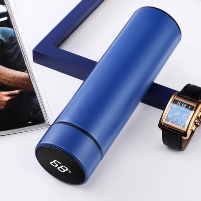 blue smart Горячая Распродажа, умная кружка из нержавеющей стали, термостат с сенсорным экраном, смарт-чашка для совещаний Подарочный на заказ, бизнес-чашка, гидрофляга, Термокружка - Цвет: blue smart
