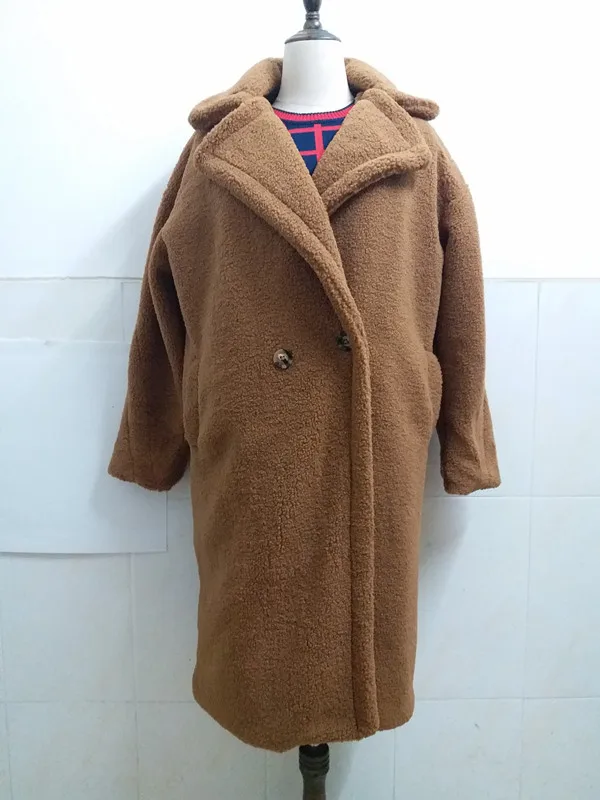 Пальто с искусственным мехом плюшевый медведь бурый шерстяная куртка для