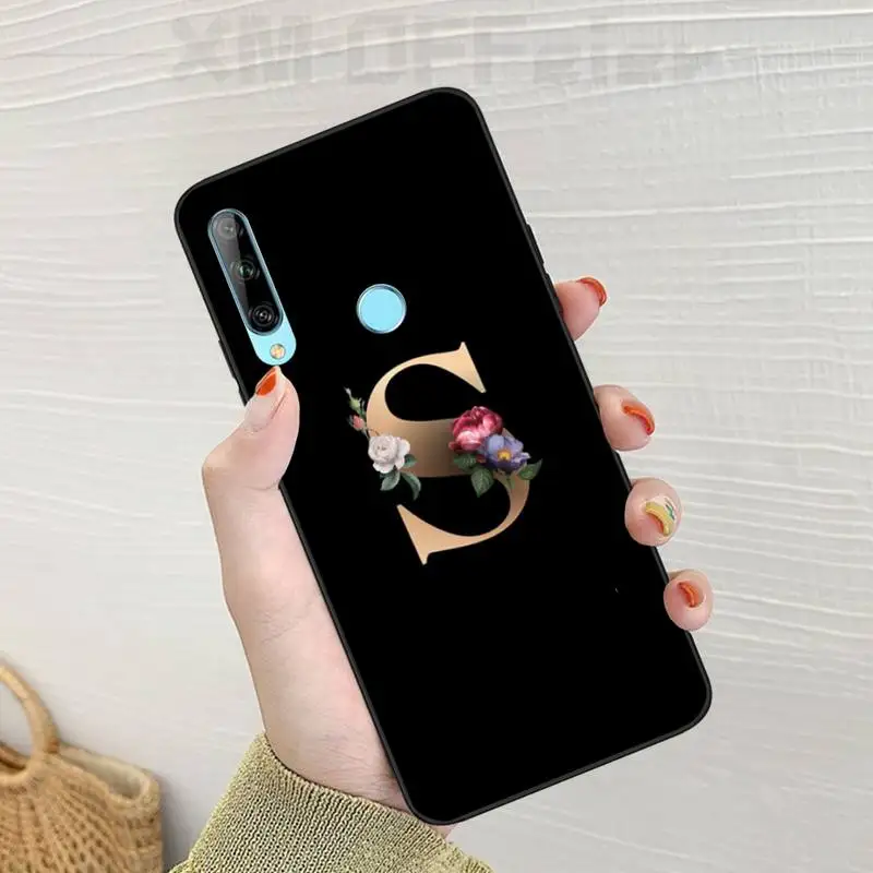 Flower custom initial letter TPU Soft Silicone Phone Case Cover For Huawei Enjoy 7S 8 9E 7 9 10plus NOVA 6-5G Pro se | Мобильные
