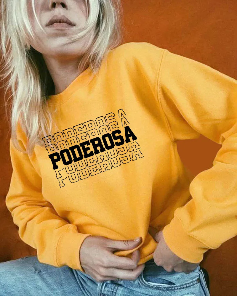Sweatshirt Poderosa Printed New Arrival Unisex Funny Long Sleeve Casual 100%CottonTops Spanish shirts cute latina Tops images - 6