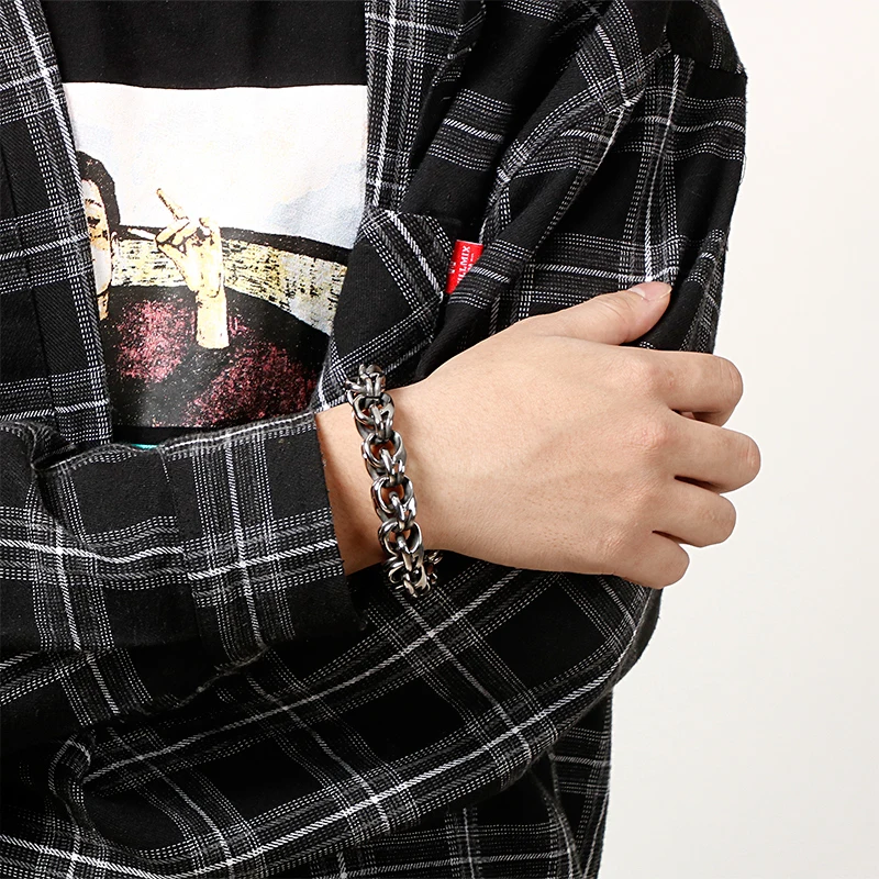 KALEN рок звено цепи браслет из нержавеющей стали 23 см витая рука мужские ювелирные