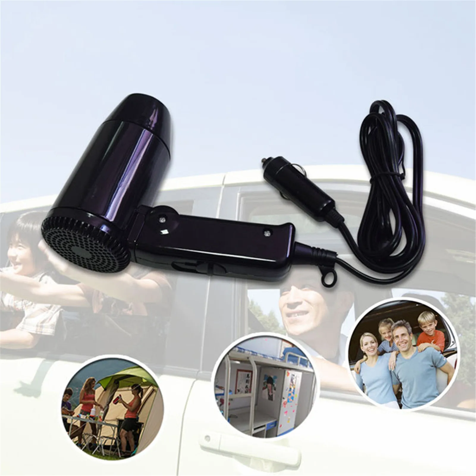 

2021new Folding Hair Drier 12V 216W Car-styling Hair Drier Car Portable Hair Drier Compact Folding Handle Dual-speed Temperature