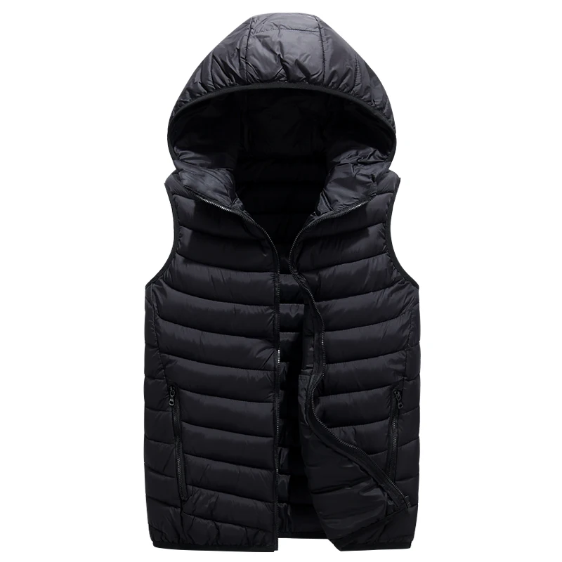 

Women's Loose Winter Vest Solid Hooded Zipper Pockets Ladies Coats Casual Sleeveless Jackets Waistcoat for Female 2021 Fashion