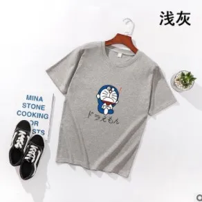 2019 Новая Мода Doraemon печать Топ рубашка Женская Плюс Размер реглан розовая