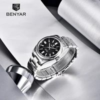 2021 benyar top brand men business machinery watch automatic date stainless steel luminous waterproof pointer watch reloj hombre