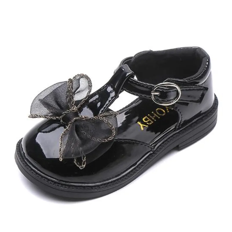 

2021 New Children Elegant Princess PU Leather Sandals Kids Girls Wedding Dress Party Butterfly Shoes For Girls