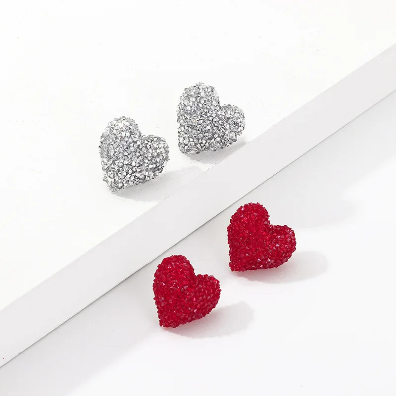 Женские винтажные сережки с красным сердечком трендовые серьги в стиле ретро