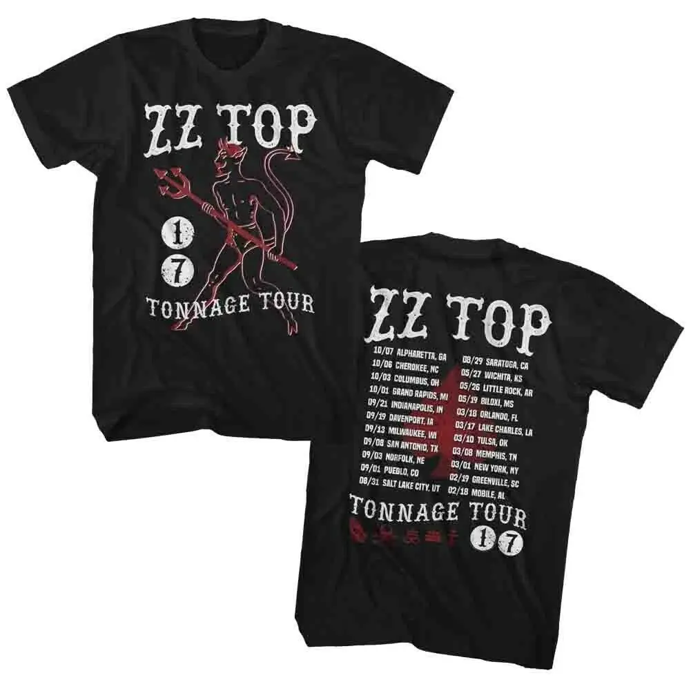 ZZ TOP Мужская футболка с коротким рукавом черная TONNAGE TOUR 17 новая брендовая одежда