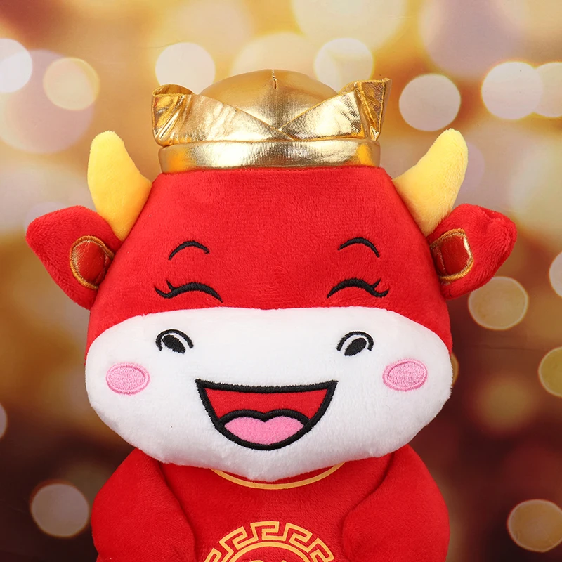 Знак зодиака бык Крупный рогатый скот плюшевая игрушка с принтом коровы талисман