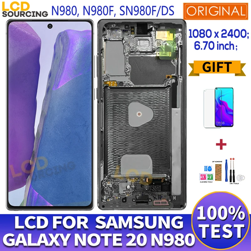 

ЖК-дисплей AMOLED для Samsung Galaxy Note 20, ЖК-дисплей N980F SN980F/DS с сенсорным экраном и дигитайзером для Samsung NOTE 20 N980, сменный ЖК-дисплей