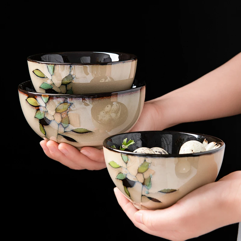 Японская керамическая чаша для завтрака с ручной росписью обеденная йогурта