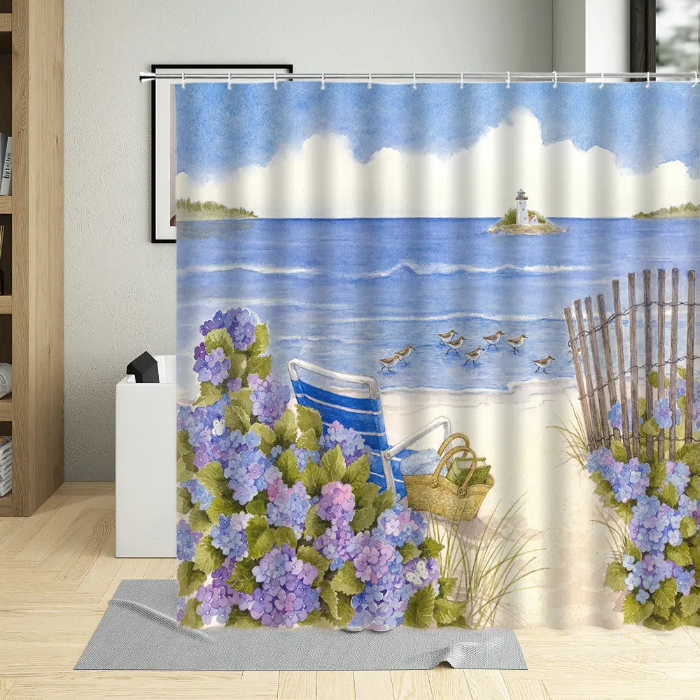 

Водонепроницаемая шторка для душа с крючком, из полиэстера