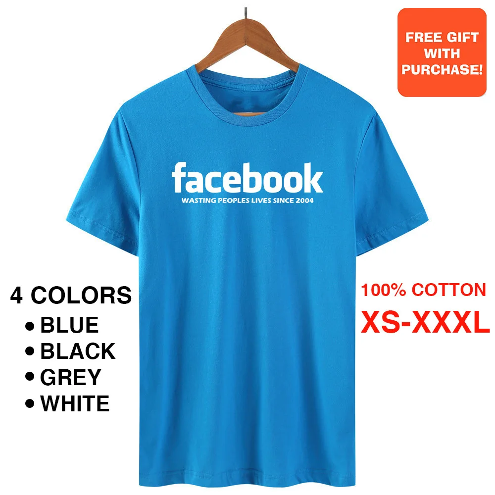 

BLINGPAW Facebook Wasting Peoples Lives Since 2004 Letter Print Unisex Funny T-shirt Casual Tops & Tees O-Neck 100% Cotton