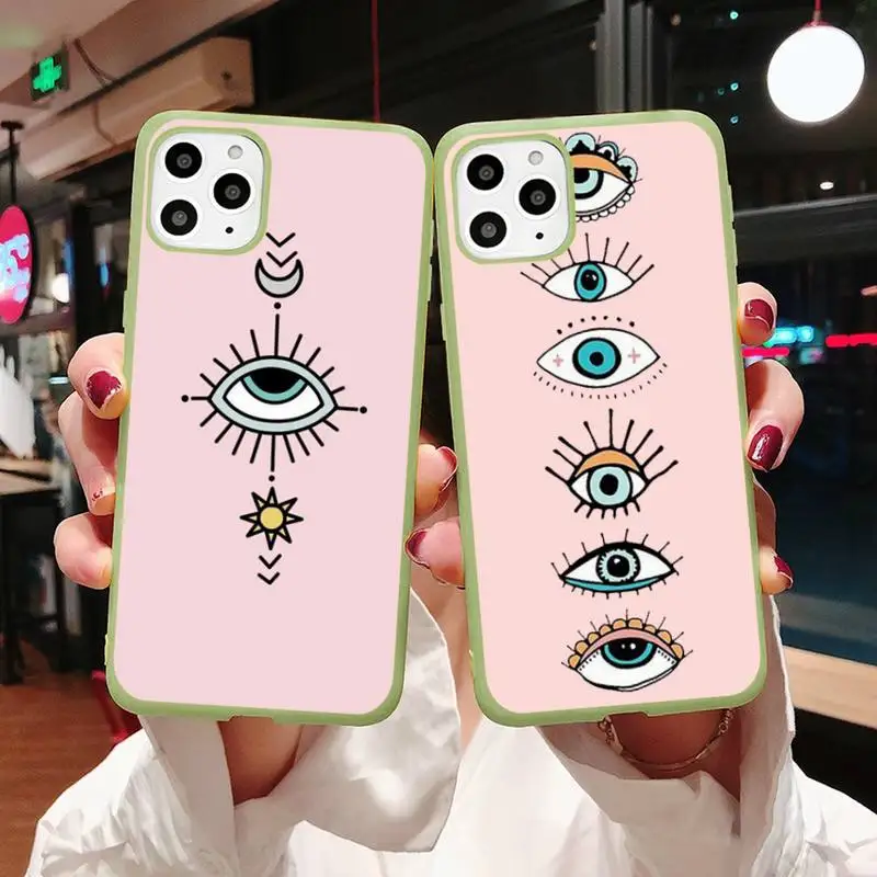 

Gold Foil Evil Eye In Blush Phone Case Candy Color for iPhone 11 12 mini pro XS MAX 8 7 6 6S Plus X 5S SE 2020 XR