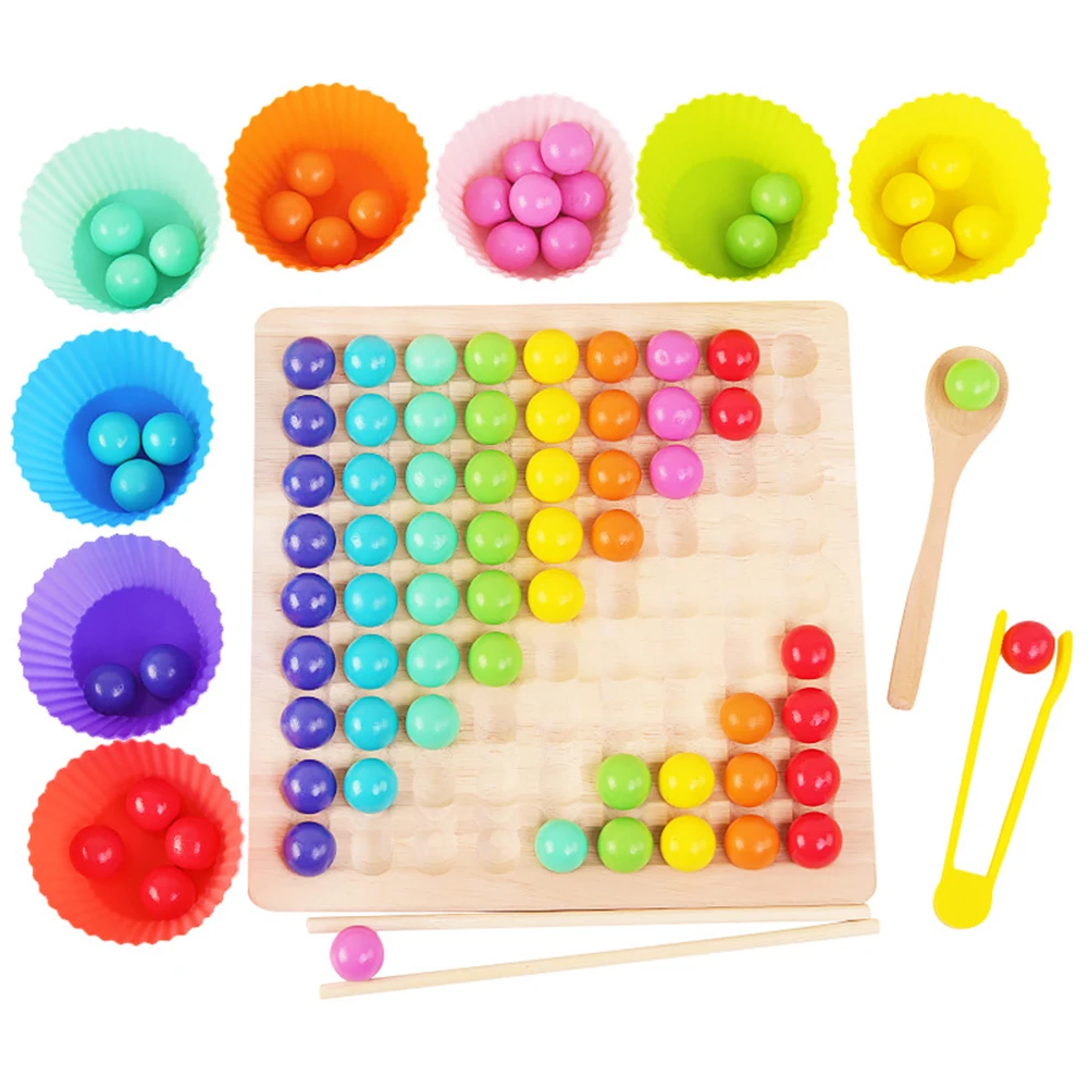 

Wooden Children Toys Fun Color Clip Bead Game Sorting Color Intelligence Development Attention Training Kindergarten Puzzle Toys