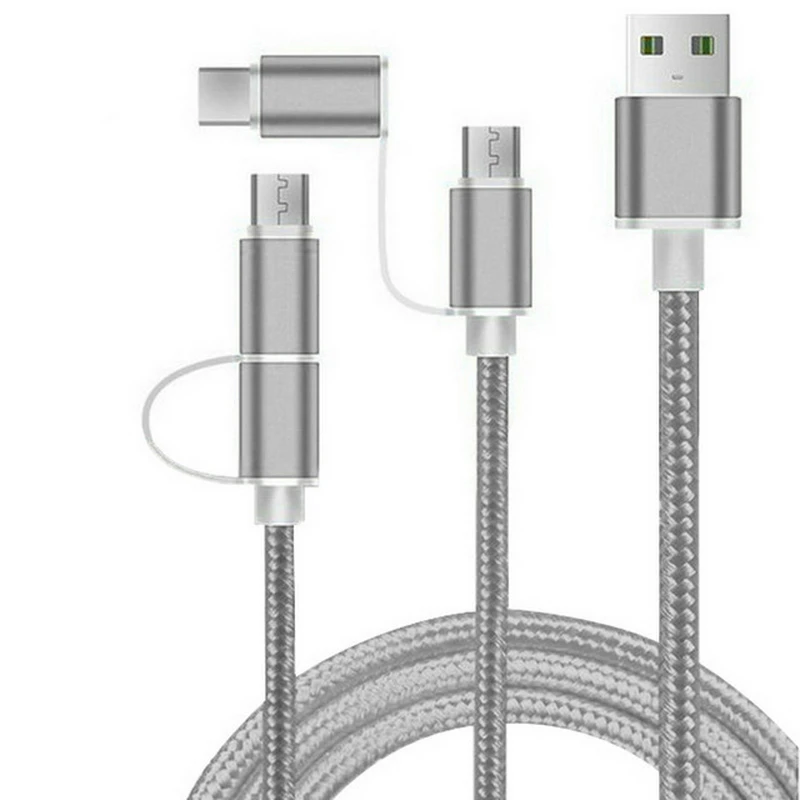 Кабель 2 в 1 Micro USB с нейлоновой оплеткой для быстрой зарядки и синхронизации