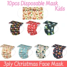 10 шт., одноразовые маски для лица с рождественским принтом, 2022