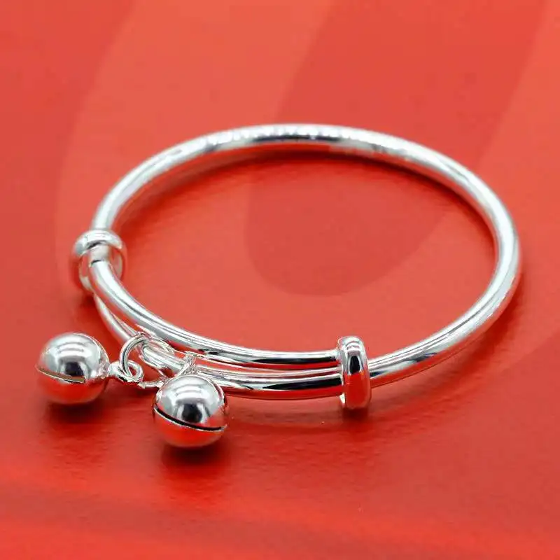 Браслет из серебра 9999 пробы с колокольчиком и надписью Благословение ребенка |