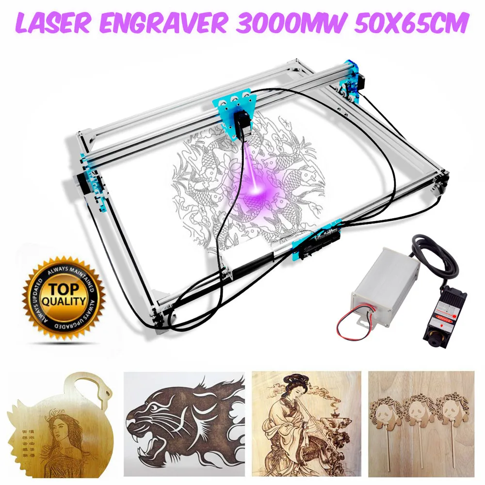 

Mini 3000mw Laser Engraver Machine 65x50cm Blue CNC Laser Engraving Machine DIY Engraver Desktop Wood Router/Cutter+Laser Goggle