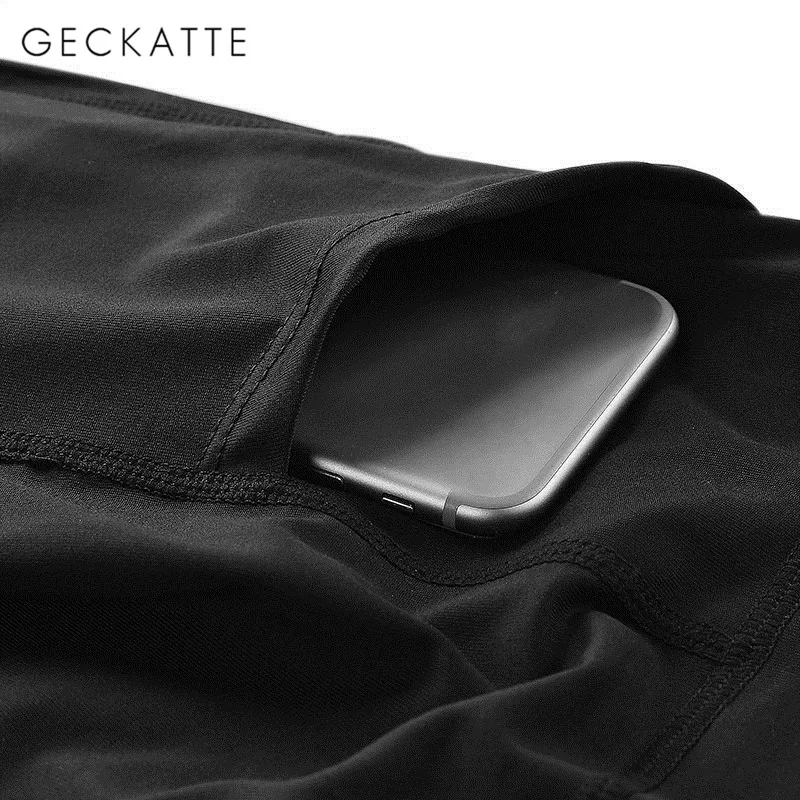 GECKATTE черные леггинсы с карманами для женщин Фитнес Эластичный Спортивный