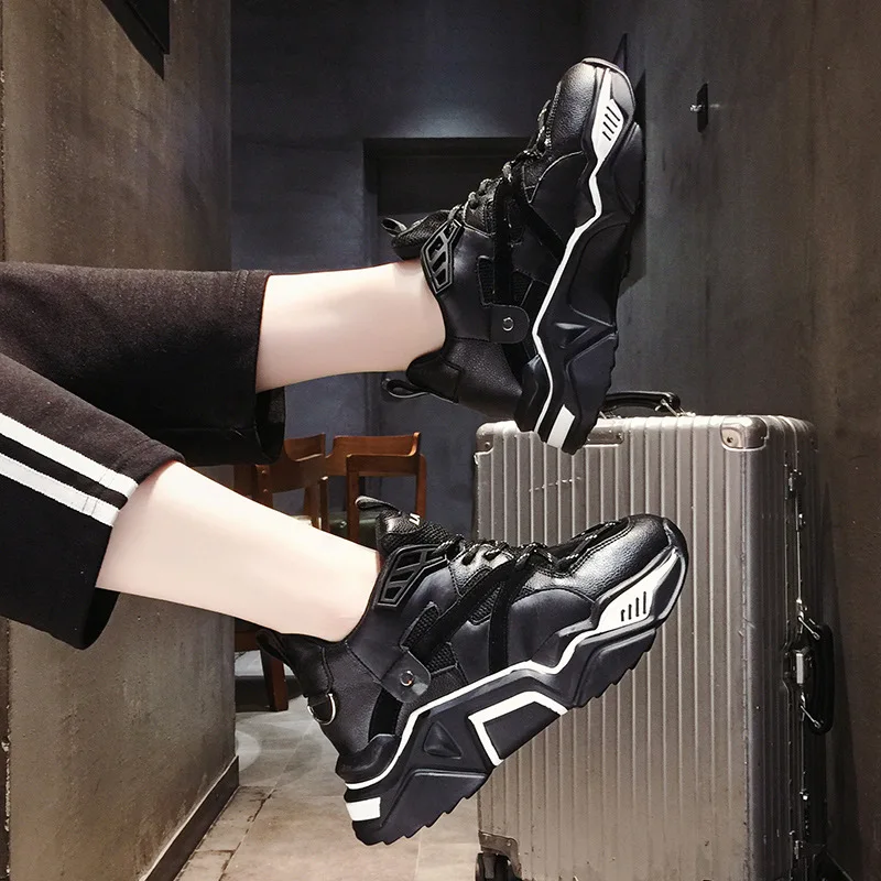 Женские кроссовки на массивной подошве увеличивающие рост с дышащей сеткой