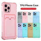 Силиконовый чехол Suger для iPhone 13 Pro Max, противоударный чехол для телефона iFone 13 Mini, чехол из ТПУ с карманом для карт, прозрачная задняя крышка