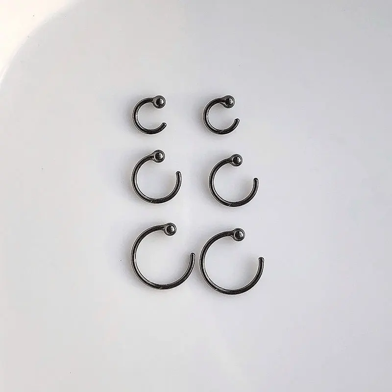 

S925 U Shaped Ear Stud Fake Nose Ring Hoop White Gold Earrings Punk Style Pircing Jewelry