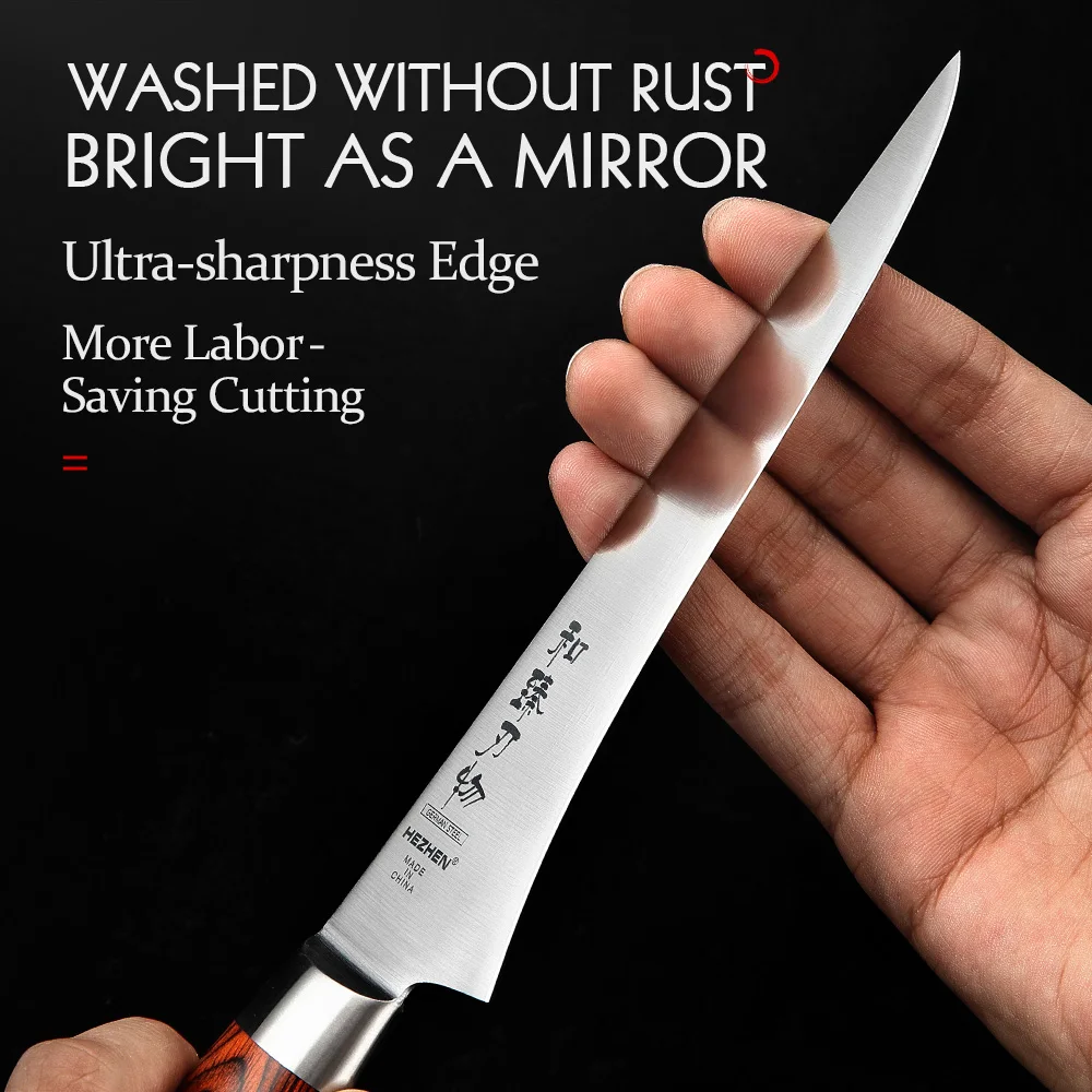 HEZHEN BASIS Series 5.8 Inches Boning Knives German Molybdenum Vanadium Steel Pakka Wood Handle &amp Stainless Rivet | Дом и сад