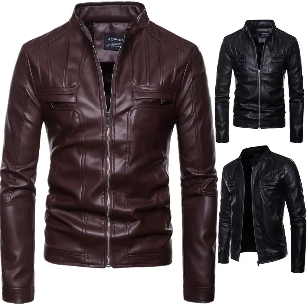 

New High Quality Overcoat Men's Street Windbreaker Coat Plush Men Leather Locomotive Fur Clothing PU Casual Jacket Eurocode Size