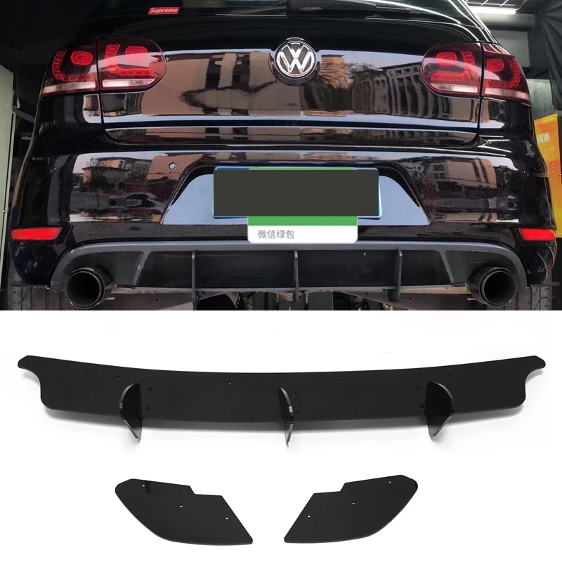 Задний диффузор для губ Накладка для Volkswagen VW Golf 6 MK6 GTI R20 2010-2013 ABS плавники Акула Стиль Бампер протектор