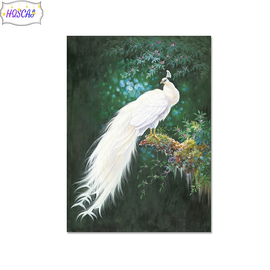 5D алмазная живопись белый павлин животное полная круглая мозаика вышивка Набор