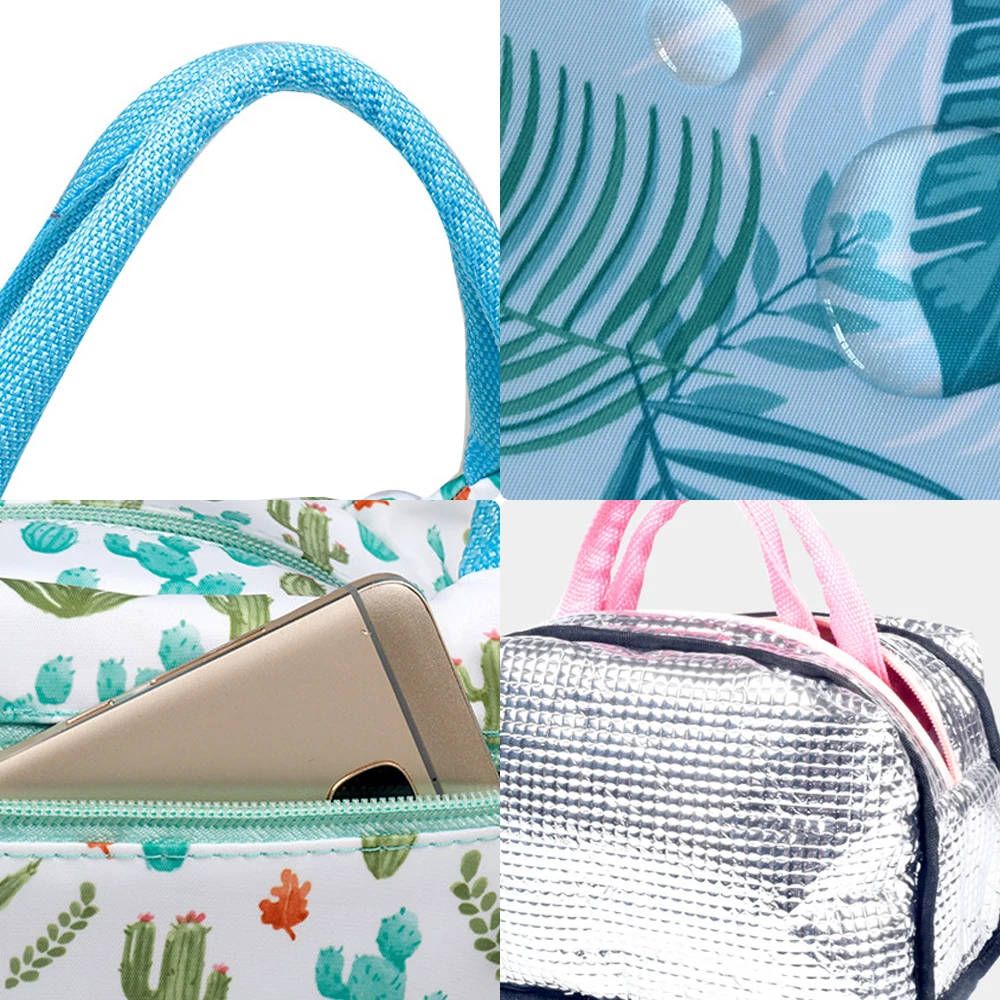 Портативный холст милый мультфильм изолированный алюминиевая фольга сумка для