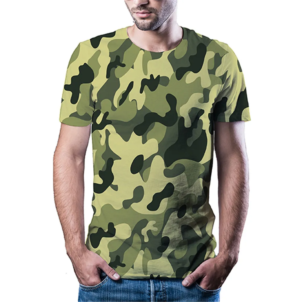

2021 New 3D Men's Summer T-Shirt Casual Camouflage Camouflage Style Top Quick-Drying Printing T-Shirt