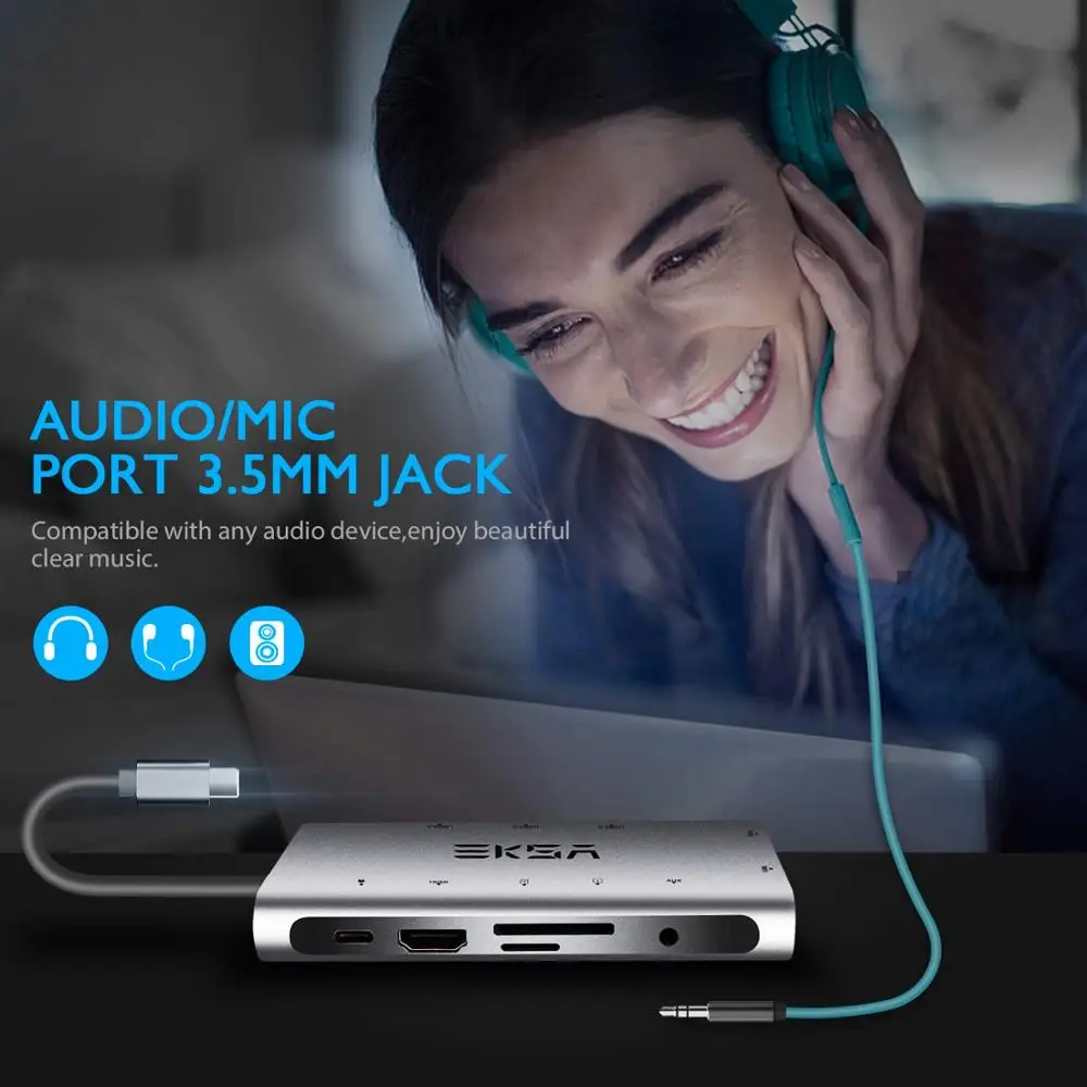 EKSA USB Type C концентратор к 3 0 HDMI RJ45 usb-хаб для MacBook Pro Аксессуары сплиттер Мульти 10