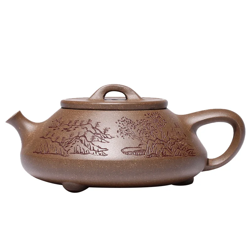 

Yixing raw ore purple clay teapot gift teapot tea set hand carved ladle teapot