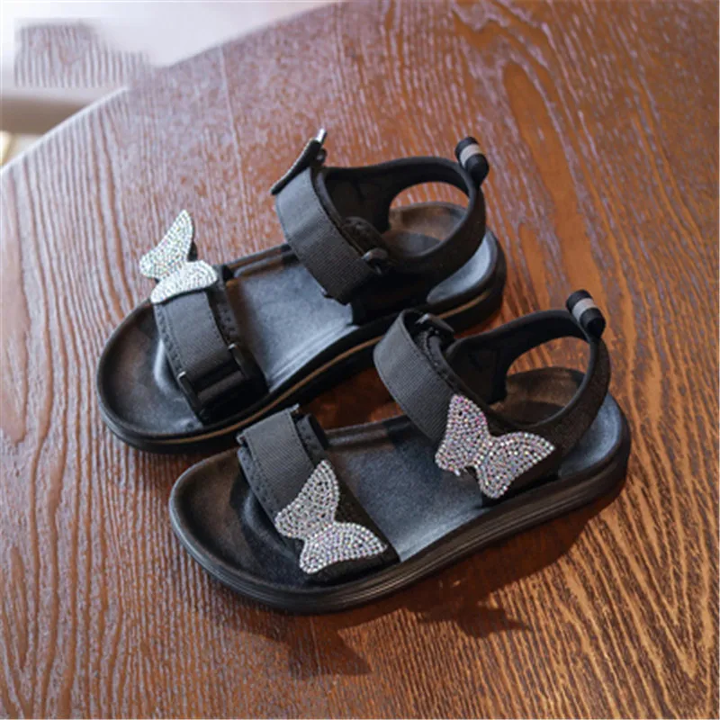 

2021 Summer Kids Sandals For girls Sandals Fashion Comfortable Beach Shoe Stones bling Butterfly Children Princess Slipper