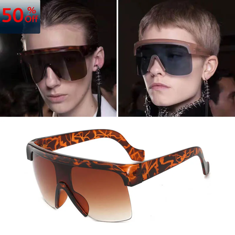 Новые солнцезащитные очки в большой оправе цельные Модные мужские и женские