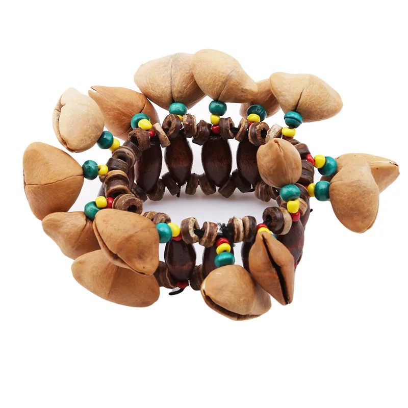 

Handmade Nuts Shell Bracelet Wooden Handbell For Djembe African Drum Kids Toy Conga Percussion Accessories New